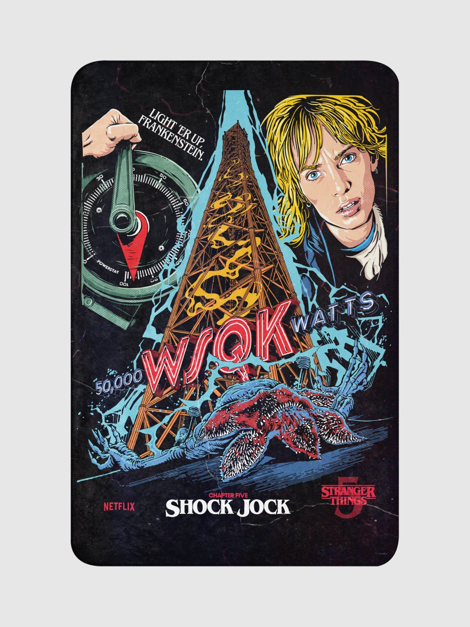 Stranger Things Season 5 Butcher Billy Shock Jock Sherpa Blanket