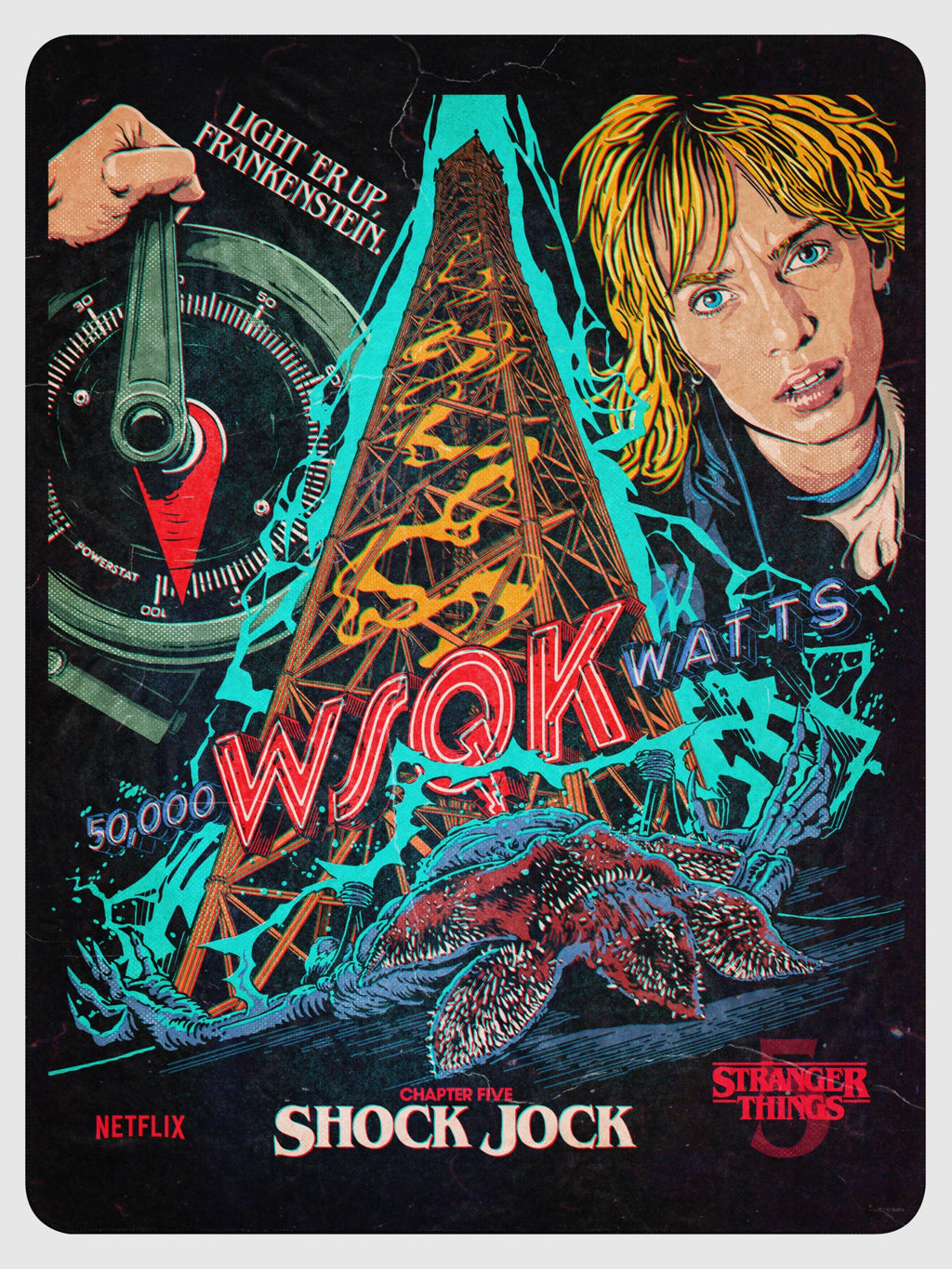 Stranger Things Season 5 Butcher Billy Shock Jock Sherpa Blanket