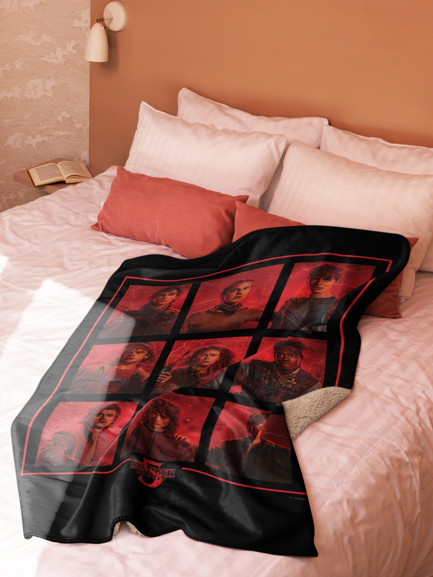 Stranger Things Sherpa Blanket Season 5 Characters Grid