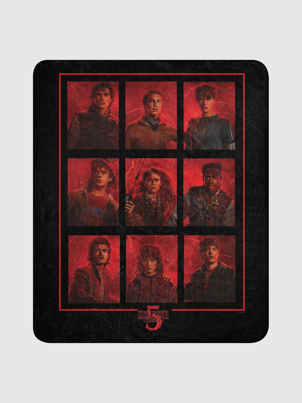 Stranger Things Sherpa Blanket Season 5 Characters Grid