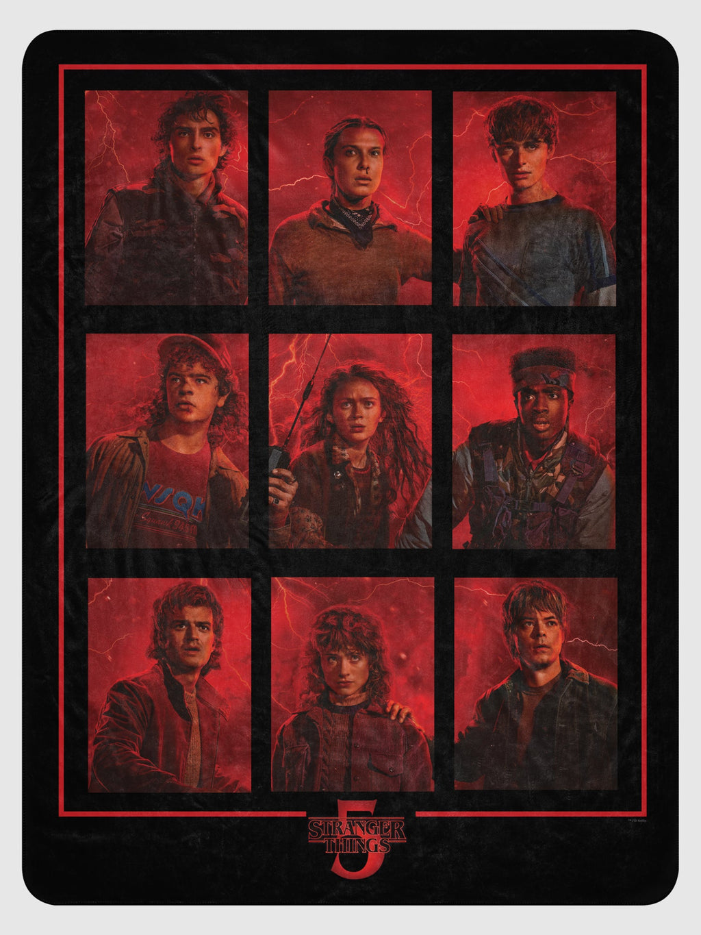 Stranger Things Sherpa Blanket Season 5 Characters Grid