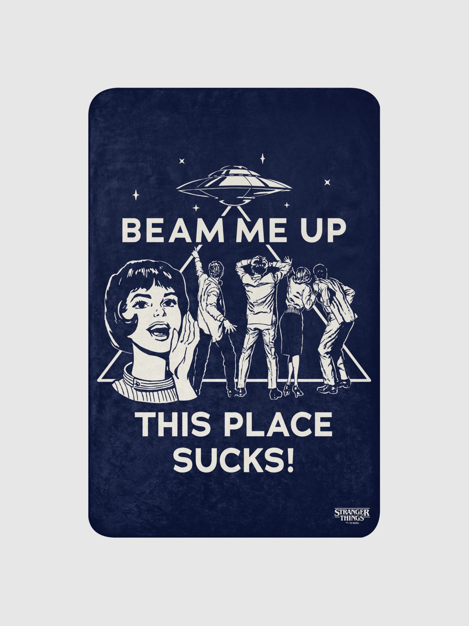 Stranger Things Beam Me Up Sherpa Blanket