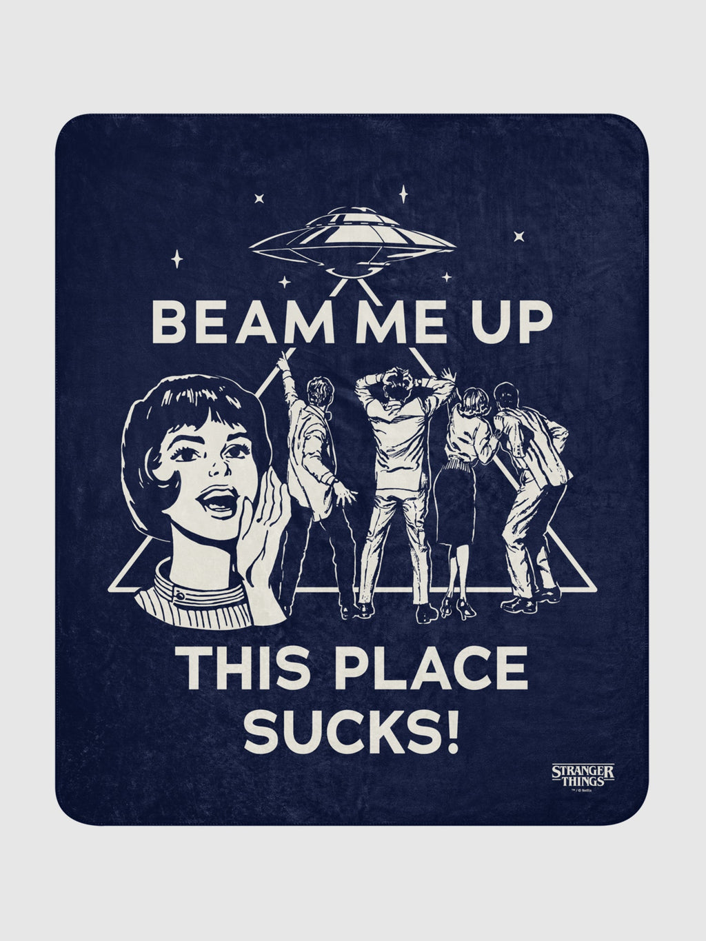 Stranger Things Beam Me Up Sherpa Blanket