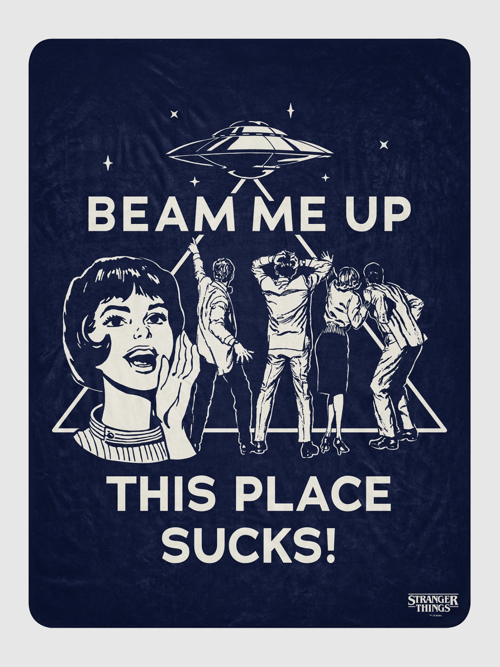 Stranger Things Beam Me Up Sherpa Blanket