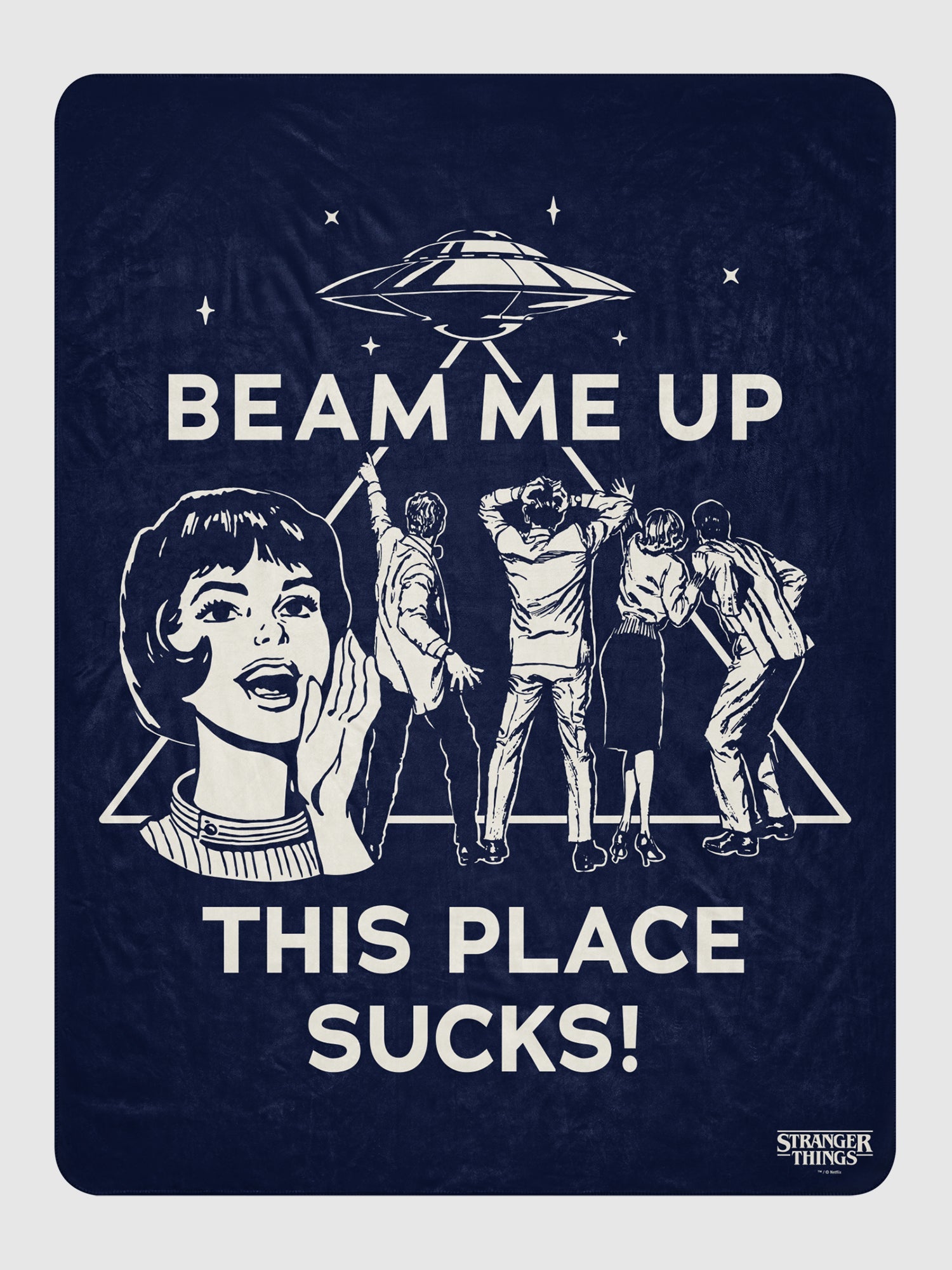 Stranger Things Beam Me Up Sherpa Blanket