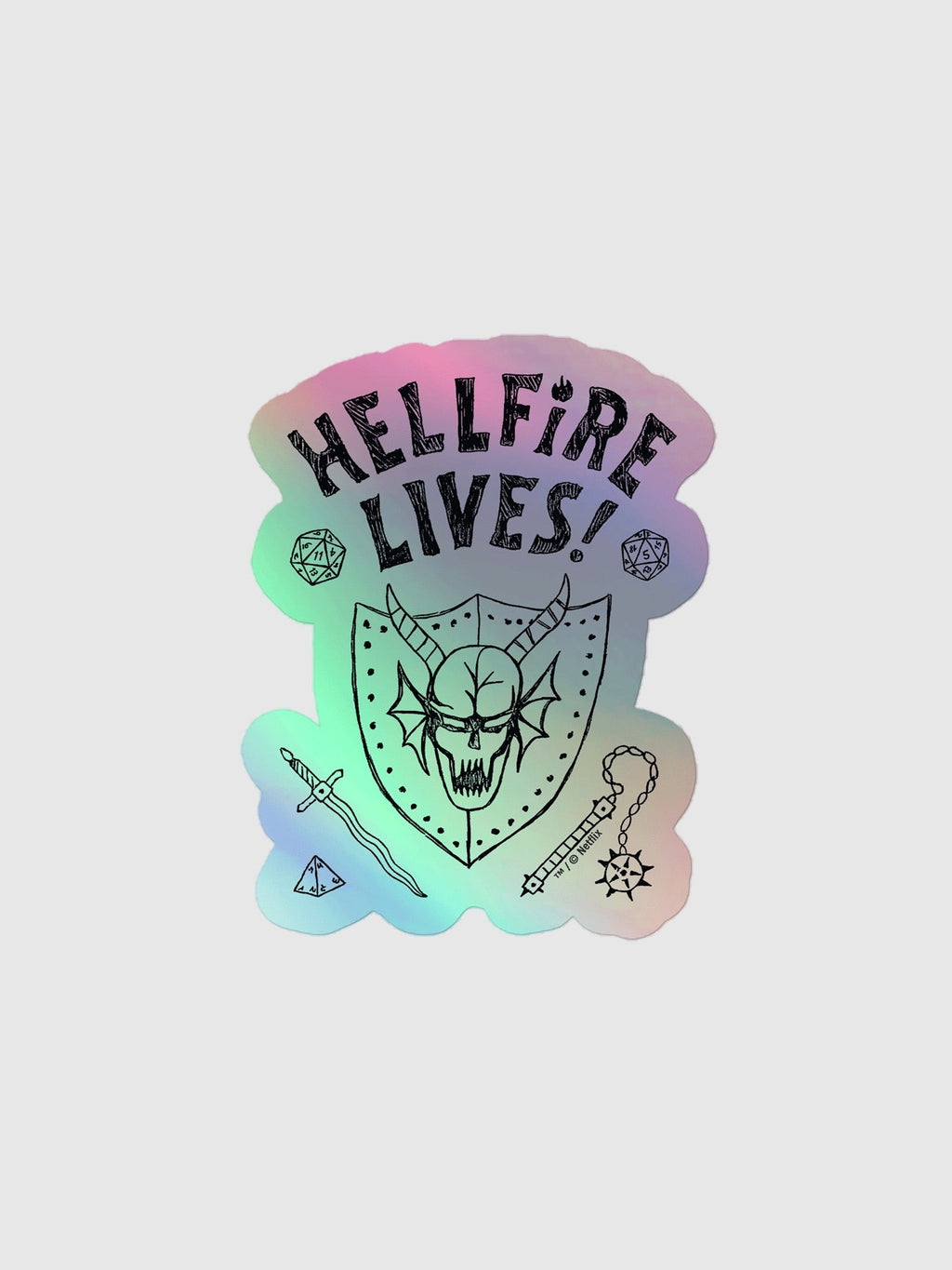 Stranger Things Hellfire Lives Holographic Sticker