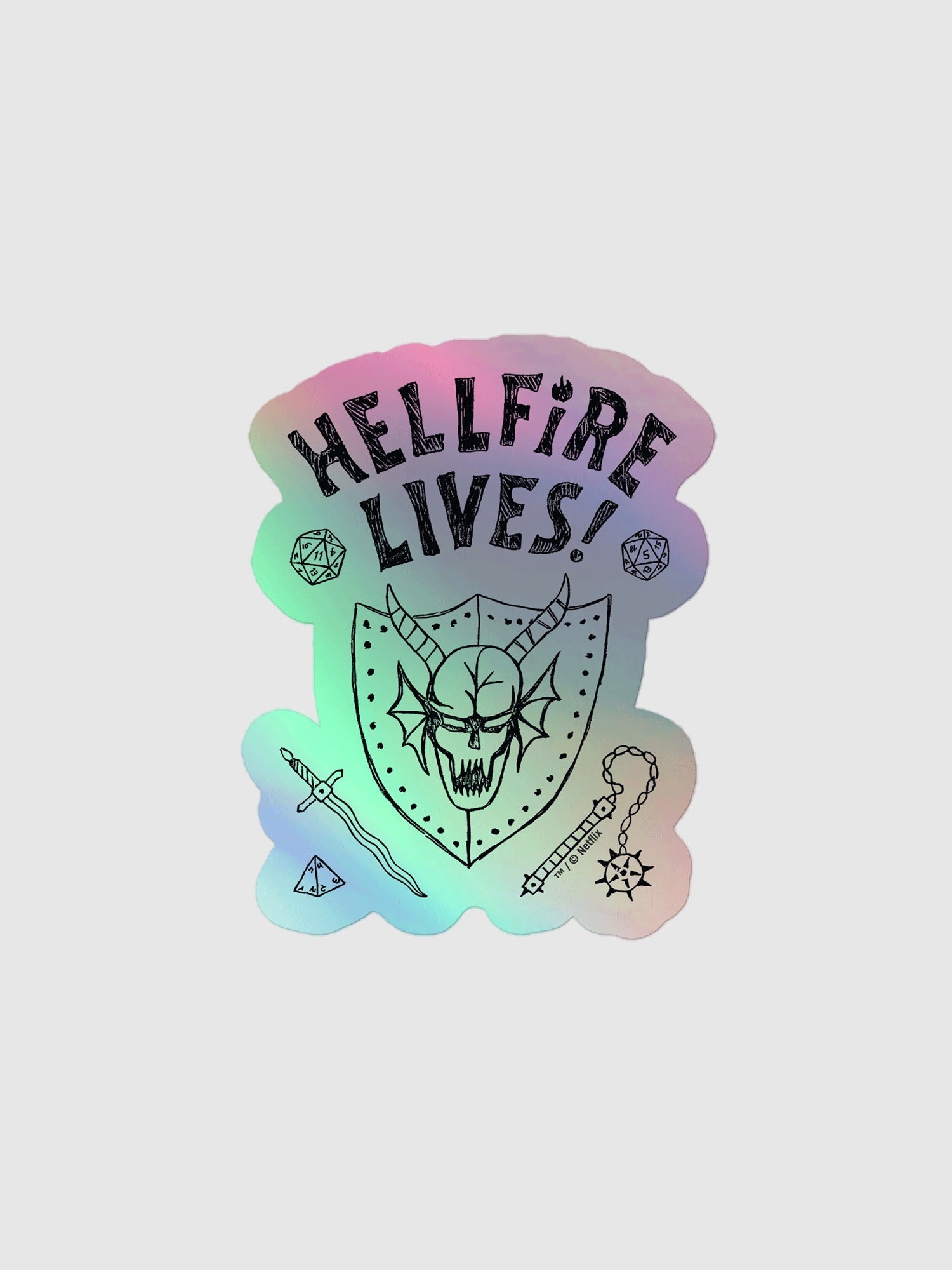 Stranger Things Hellfire Lives Holographic Sticker