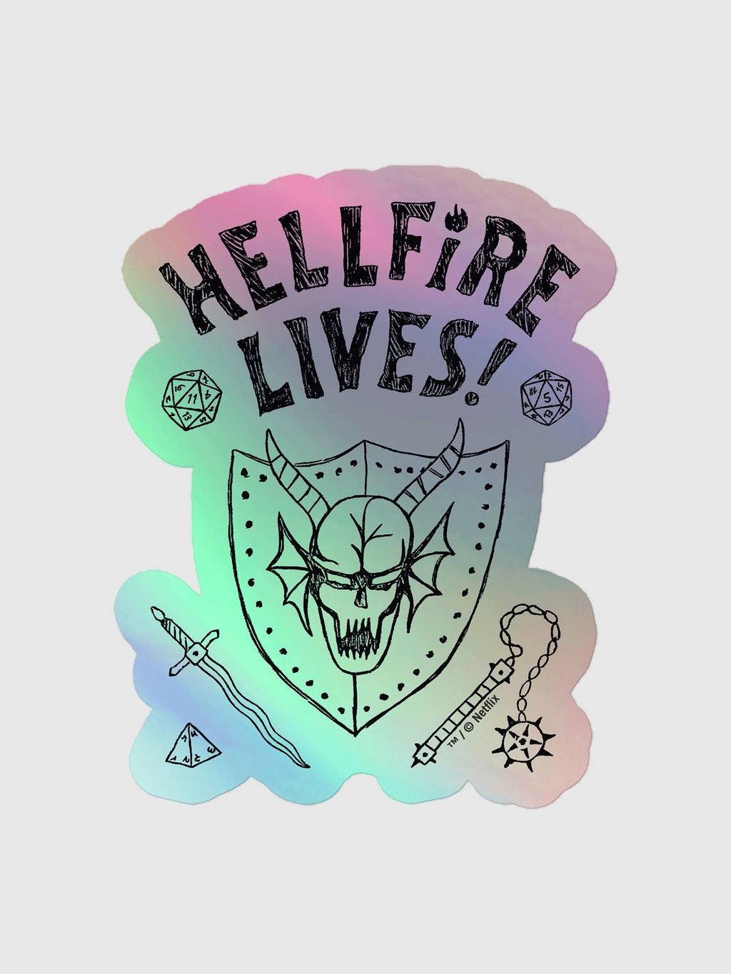 Stranger Things Hellfire Lives Holographic Sticker