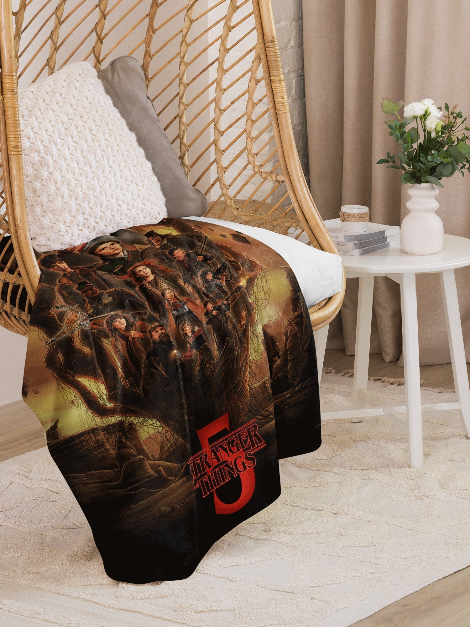 Stranger Things x Kyle Lambert Premium Sherpa Blanket Season 5 Finale Art